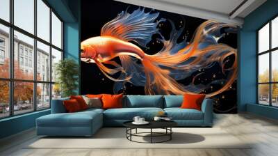 Orange goldfish with flowing tail Wall mural