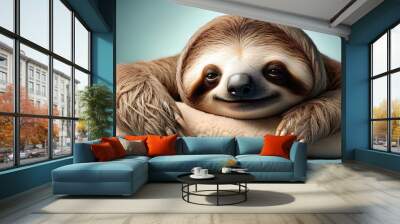 Sleepy sloth resting on a pillow Wall mural