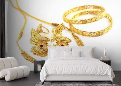 Wedding gold jewelry for Indian bride Wall mural