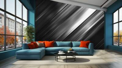 Black and Silver with templates metal texture soft lines tech gradient abstract diagonal background  Wall mural