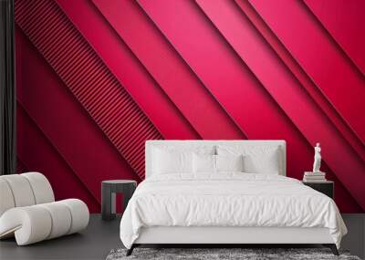 Cherry red color with templates metal texture soft lines tech gradient abstract diagonal background Wall mural