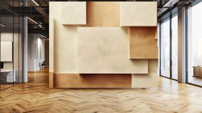 Simple color blocks in neutral tones – abstract blocks of beige, light brown, and white, clean and understated corporate background. Wall mural