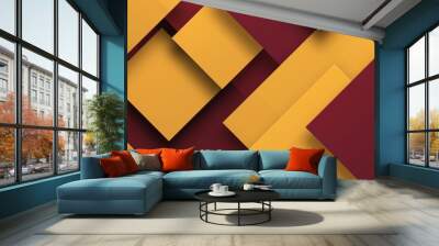 Yellow and Maroon square shape background presentation design Wall mural