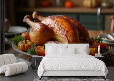  A feast for the eyes  A roasted turkey with a side of autumns bounty Wall mural