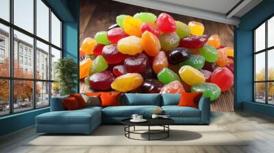  A vibrant assortment of fruit gummies Wall mural