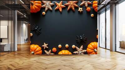  Autumns sweet harvest  Pumpkins and stars in a festive wreath Wall mural