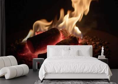  Blazing fire warm ambiance cozy night Wall mural