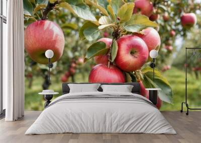  Bountiful harvest of ripe apples in an orchard Wall mural