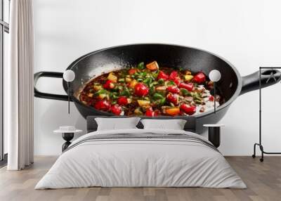  Delicious stirfry in a black pan Wall mural