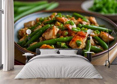  Delicious stirfry with chicken and green beans Wall mural