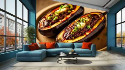  Delicious stuffed eggplant ready to be savored Wall mural