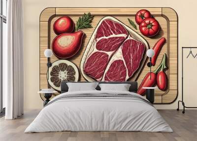  Deliciously fresh ingredients for a hearty meal Wall mural