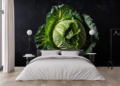  Fresh vibrant green cabbage ready for a healthy meal Wall mural