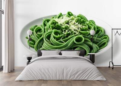  Freshly cooked green noodles ready to be savored Wall mural