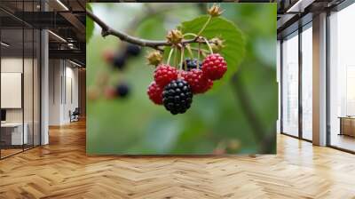  Natures bounty  Fresh berries on a tree branch Wall mural