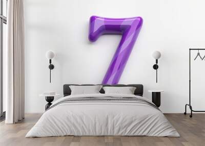  Stylish purple number seven icon Wall mural