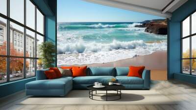  Tranquil beach scene with gentle waves lapping the shore Wall mural