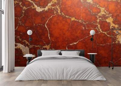  Vibrant marbled texture with rich red and gold hues Wall mural