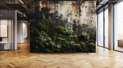 Farbige Metallwand, Hintergrund oder Textur, Rosteffekt, hell mit Moos Wall mural