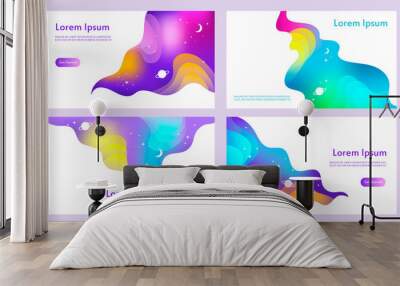 Cosmic colorful background. Gradient mesh. Set of abstract vector templates for web site, banner, landing, presentation. Universe with stars and planets. EPS 10 Wall mural