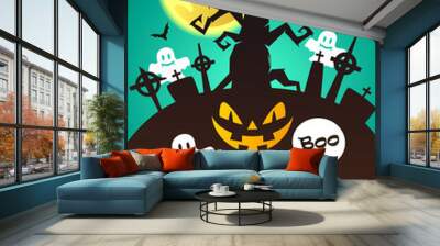 halloween party. poster. invitation. flyer. vector illustration Wall mural