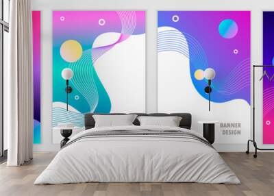 Set of modern colorful templates with gradient for banners, cards, posters, brochures, presentations, covers, flyers. vector illustration. Space design. Wall mural