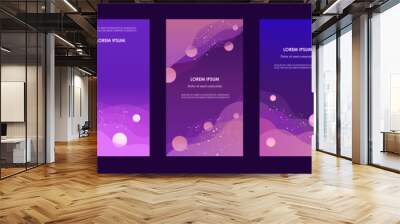 Set of purple abstract banners. Templates for stories, flyers, cards, web banners. Vector modern illustration. Gradient. Wall mural