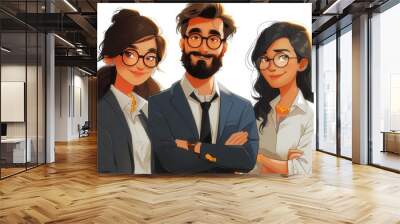 A professional headshot of a man and two woman Wall mural