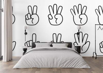 Finger counting line icon. Cartoon Super Deformation (SD) style. Vector illustration. Wall mural