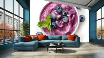 bluberry Milkshake Smoothie in cup on white Wall mural