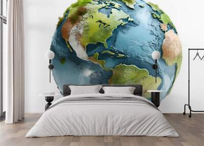 earth globe on white on transparent png background Wall mural