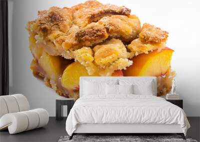 One piece of Peach Cobbler, side view. Isolated
 Wall mural