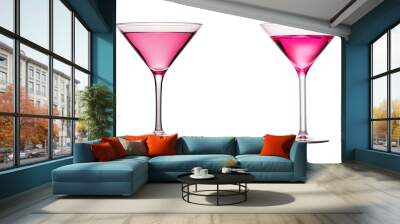 Classic Martini Glass With Pink Cocktail Set On Isolated Background. Refreshing Drink Wall mural