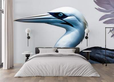 A bird with a blue beak and white feathers Wall mural