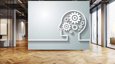 Human head with set of gears as a symbol work of brain backgroun Wall mural