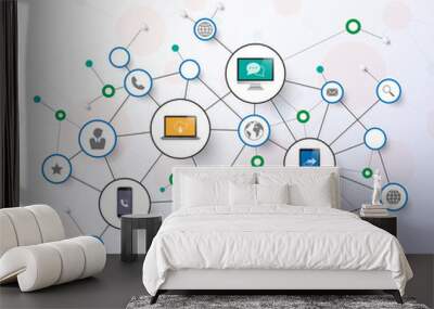 social network infographics with icons set. vector. illustration Wall mural