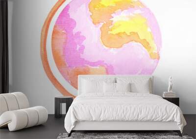 Pink watercolor globe Wall mural