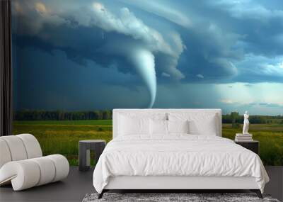 Tornado, storm silhouette heap cloud sun ray in gray sky scape dark cloud, Challenges on the way forward, storm silhouette heap cloud sun ray in gray sky dark cloud, Tornado and Lightning, storm.  Wall mural