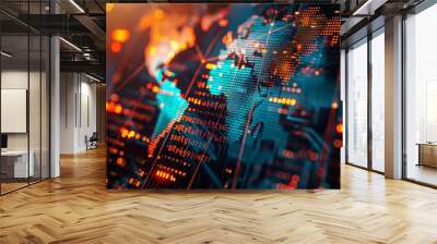 An Initial Public Offering IPO propels companies onto the global stage, highlighted in a closeup business hitech concept Wall mural