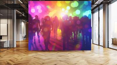 National Coming Out Day features a colorful glow HUD icon of a vibrant pride parade, styled in solid color fashion, serving as an empowering banner template Wall mural