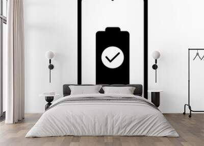 Smartphone Battery Charging Filled Icon | Recharge Completed | Smartphone Charging Wall mural