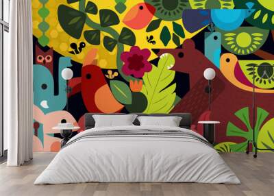 jungle simple shapes kids wallpaper Wall mural