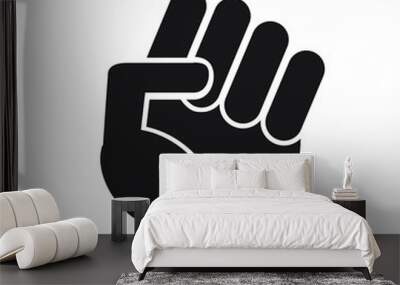 Vector flat black fist hand icon isolated on white background  Wall mural