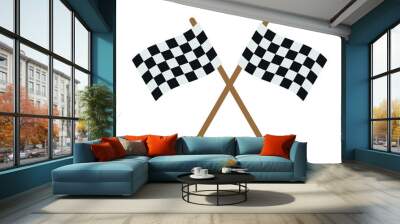 Vector flat cartoon finish race crossed flag isolated on white background Wall mural