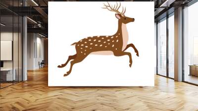 Vector flat hand drawn jumping deer isolated on white background Wall mural