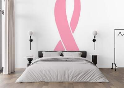 Vector hand drawn doodle sketch pink breast cancer ribbon isolated on white background Wall mural