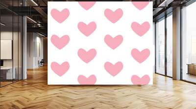 Vector seamless pattern of pink hand drawn flat heart isolated on white background Wall mural