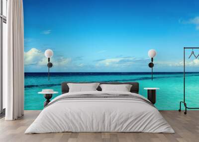 Beautiful caribbean sea and blue sky .Summer ocean landscape as background. Wall mural