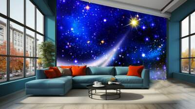 Christmas star in the night sky.   Wall mural