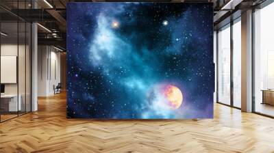 Full moon with Christmas star at dark night sky . Wall mural